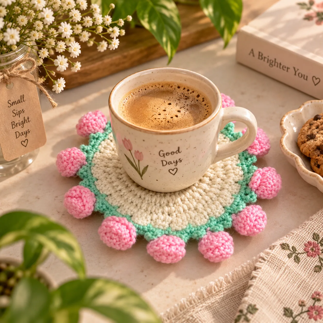 Rose Coaster Plate Gift Hamper (Set of 4)